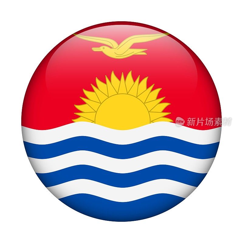 基里巴斯国旗。矢量图标。用于web, app, ui的玻璃按钮。光滑的旗帜。